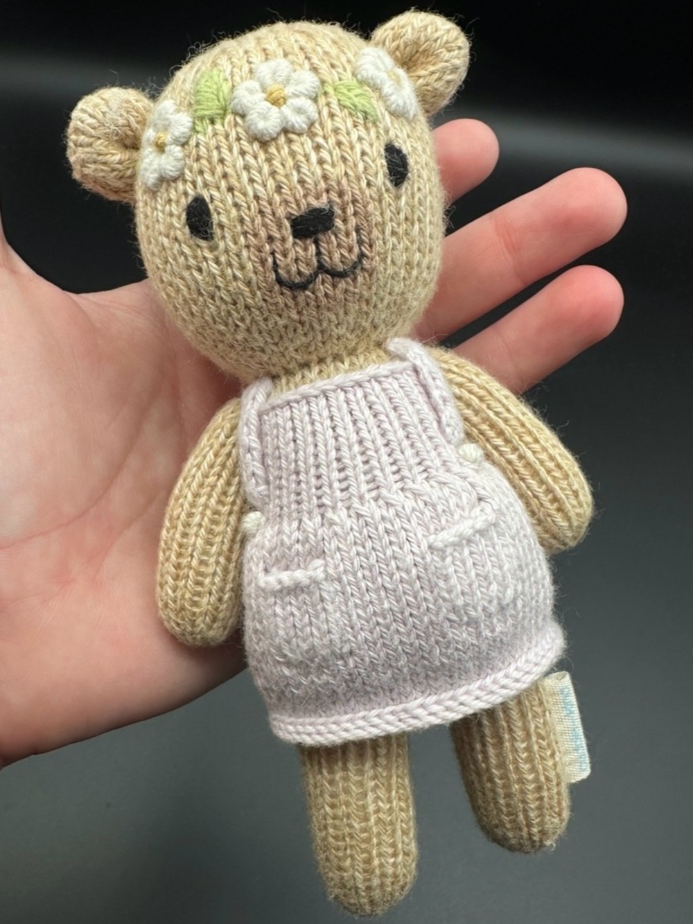 Handmade Cuddle + Kind Olivia The Honey Bear Knit Doll 6" Tiny Bear hand-knit
